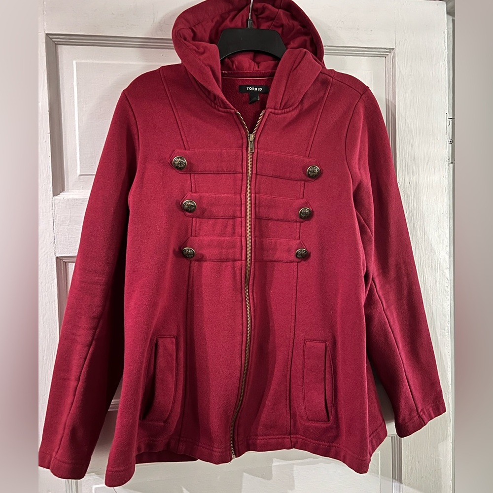 Torrid Hoodie Knit Jacket Deep Red Size 0.